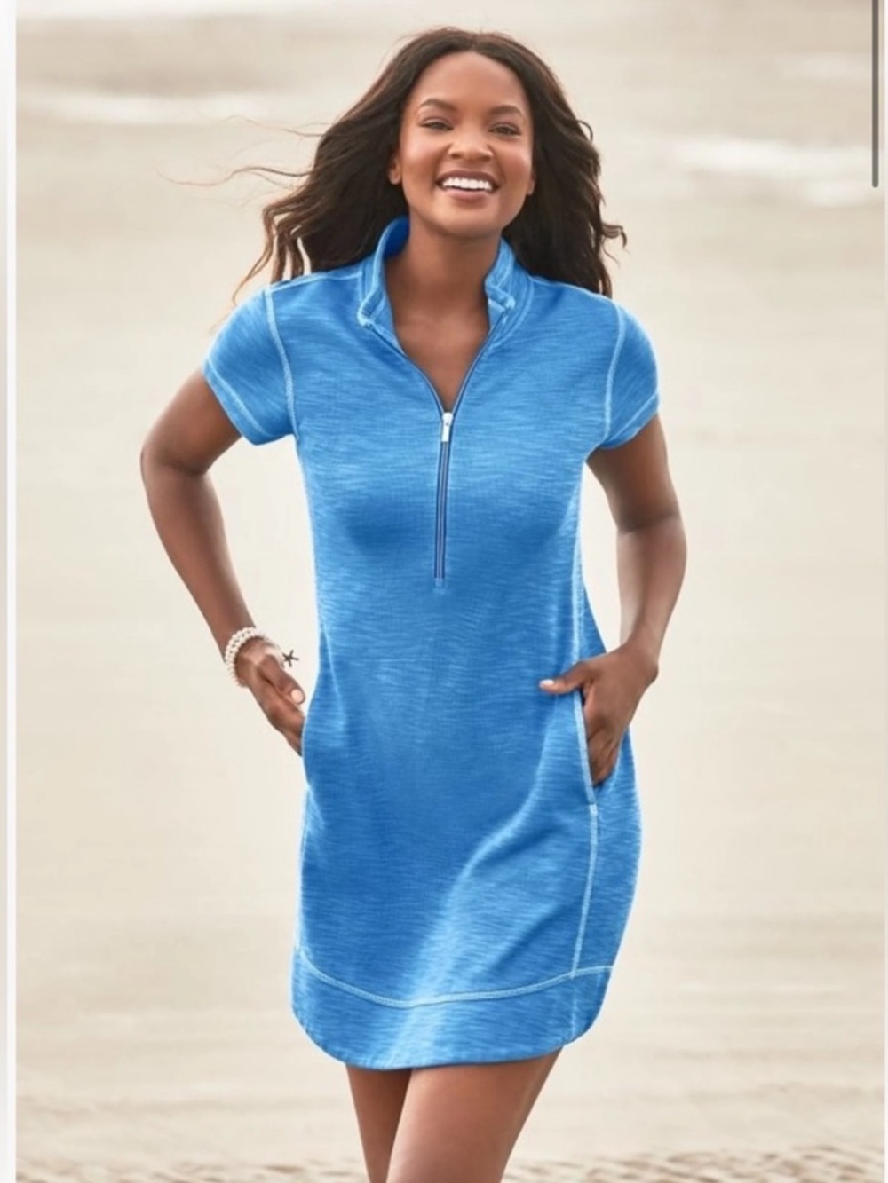 Tommy Bahama Tobago Bay Half Zip Dress Palace Blue
